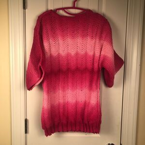 Hand Knitted‎ Womens Sweater Pink Ombre Small Coquette Y2K Cottage Grandma Retro